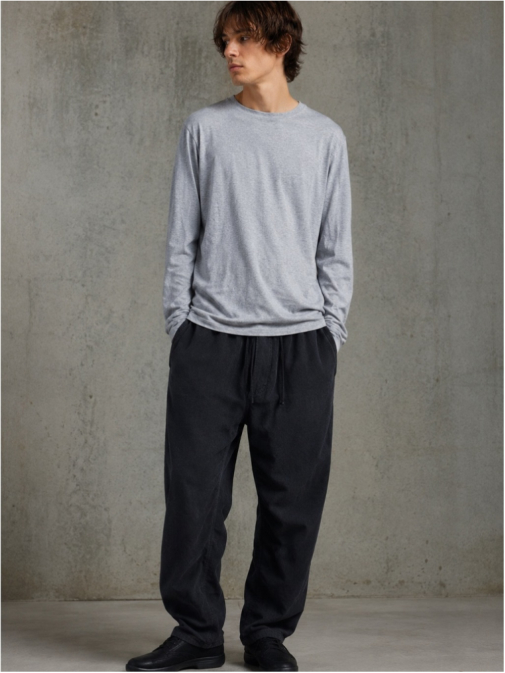 SKIMS Cotton Jersey Long Sleeve T-Shirt Light Heather Grey Crewneck Tee XL